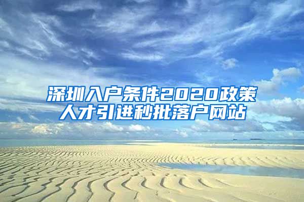 深圳入户条件2020政策人才引进秒批落户网站