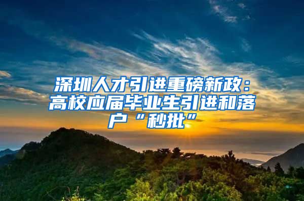 深圳人才引进重磅新政：高校应届毕业生引进和落户“秒批”