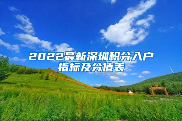 2022最新深圳积分入户指标及分值表
