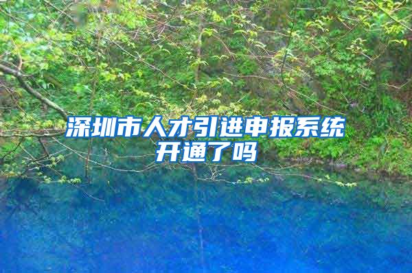 深圳市人才引进申报系统开通了吗