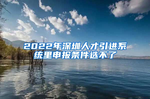 2022年深圳人才引进系统里申报条件选不了