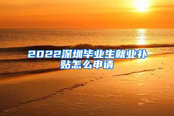 2022深圳毕业生就业补贴怎么申请