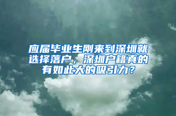 应届毕业生刚来到深圳就选择落户，深圳户籍真的有如此大的吸引力？