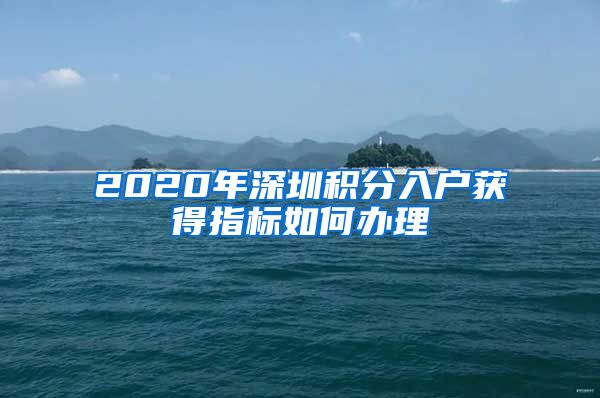 2020年深圳积分入户获得指标如何办理