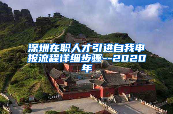 深圳在职人才引进自我申报流程详细步骤--2020年