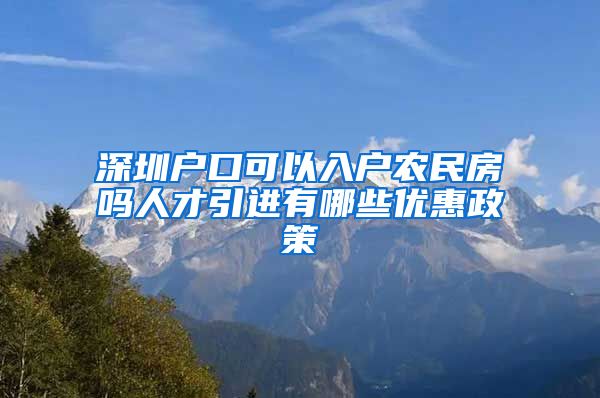 深圳户口可以入户农民房吗人才引进有哪些优惠政策