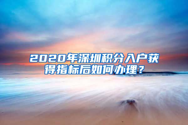 2020年深圳积分入户获得指标后如何办理？