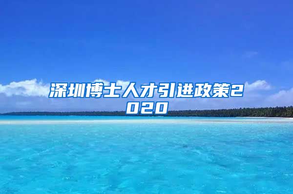 深圳博士人才引进政策2020