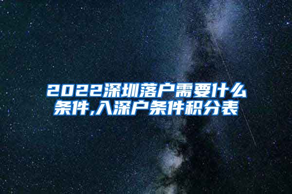 2022深圳落户需要什么条件,入深户条件积分表