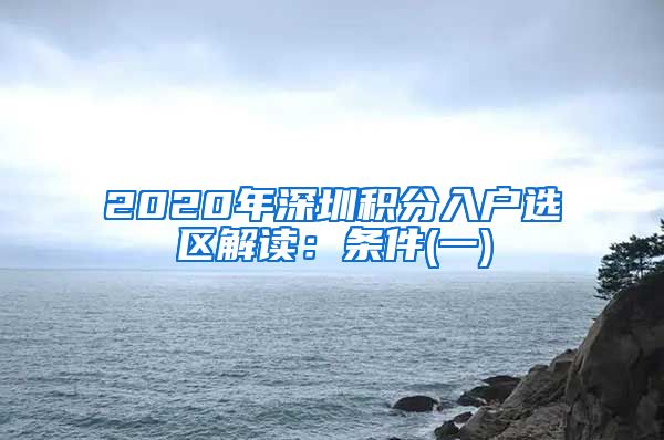 2020年深圳积分入户选区解读：条件(一)