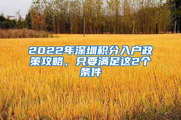 2022年深圳积分入户政策攻略，只要满足这2个条件