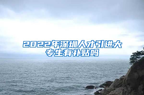 2022年深圳人才引进大专生有补贴吗