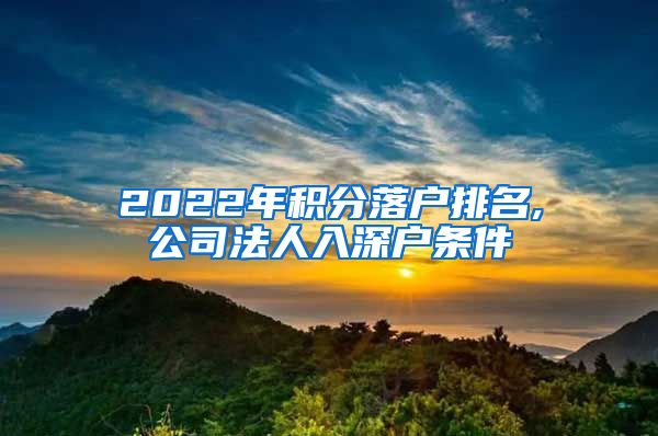 2022年积分落户排名,公司法人入深户条件