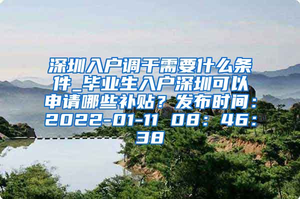 深圳入户调干需要什么条件_毕业生入户深圳可以申请哪些补贴？发布时间：2022-01-11 08：46：38