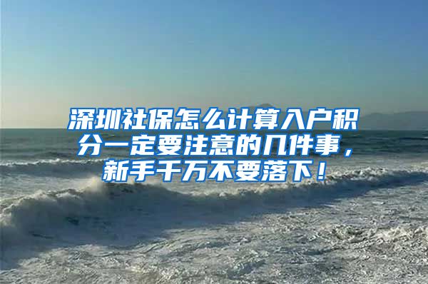 深圳社保怎么计算入户积分一定要注意的几件事，新手千万不要落下！