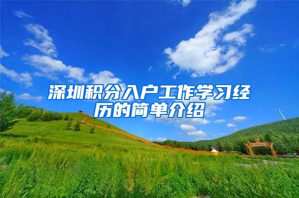 深圳积分入户工作学习经历的简单介绍