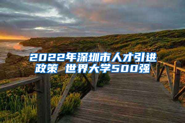 2022年深圳市人才引进政策 世界大学500强