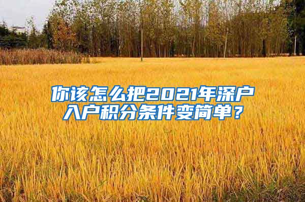 你该怎么把2021年深户入户积分条件变简单？