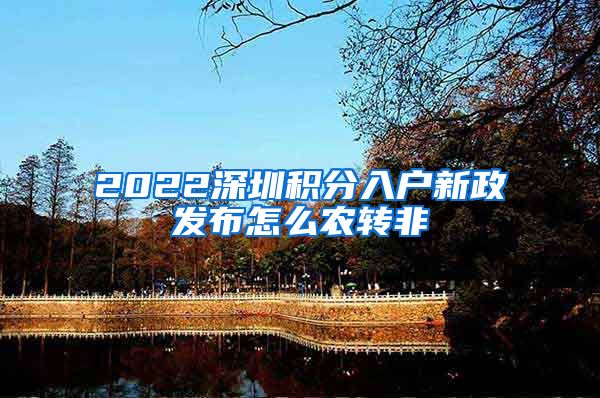 2022深圳积分入户新政发布怎么农转非