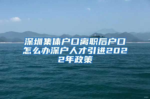 深圳集体户口离职后户口怎么办深户人才引进2022年政策