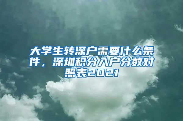 大学生转深户需要什么条件，深圳积分入户分数对照表2021