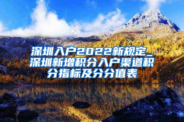 深圳入户2022新规定_深圳新增积分入户渠道积分指标及分分值表