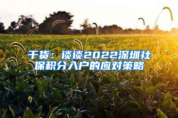 干货：谈谈2022深圳社保积分入户的应对策略