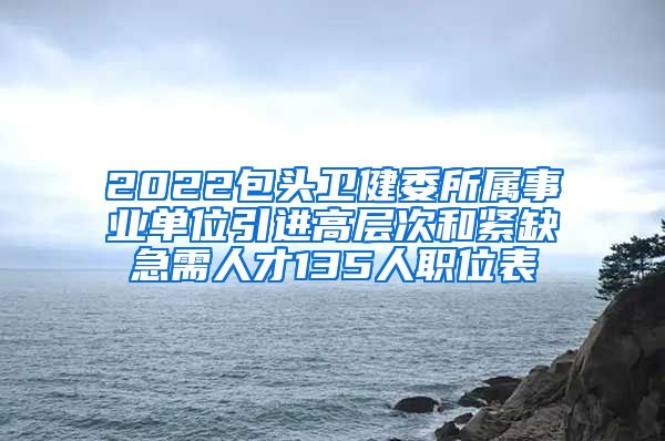 2022包头卫健委所属事业单位引进高层次和紧缺急需人才135人职位表