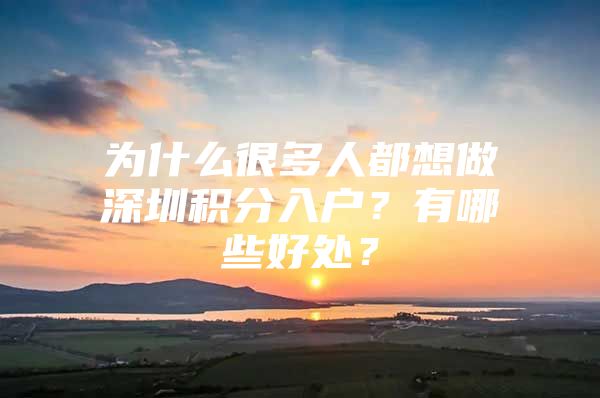 为什么很多人都想做深圳积分入户？有哪些好处？