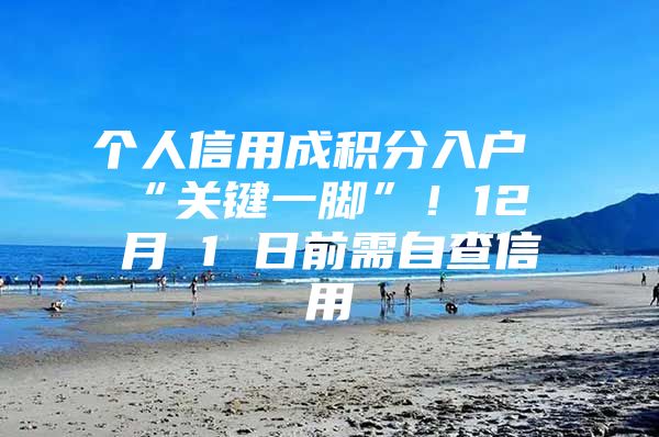 个人信用成积分入户“关键一脚”！12 月 1 日前需自查信用