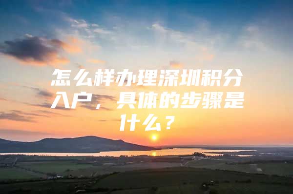 怎么样办理深圳积分入户，具体的步骤是什么？