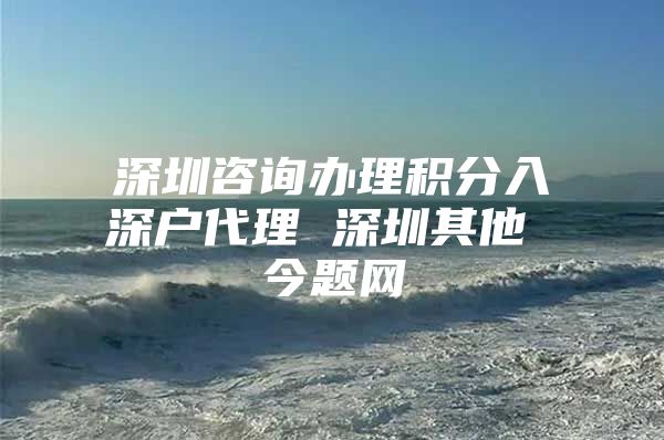 深圳咨询办理积分入深户代理 深圳其他 今题网