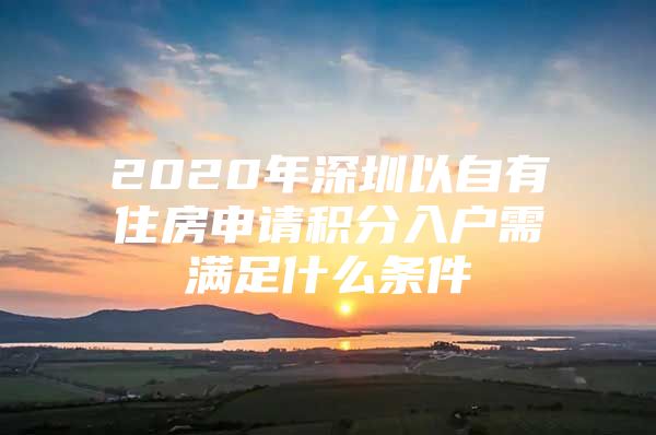 2020年深圳以自有住房申请积分入户需满足什么条件