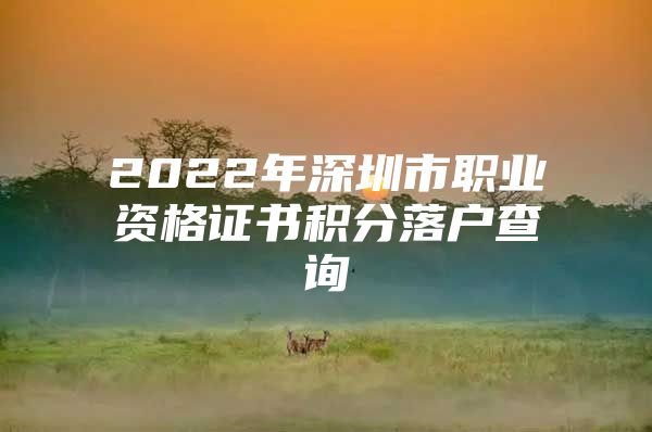 2022年深圳市职业资格证书积分落户查询