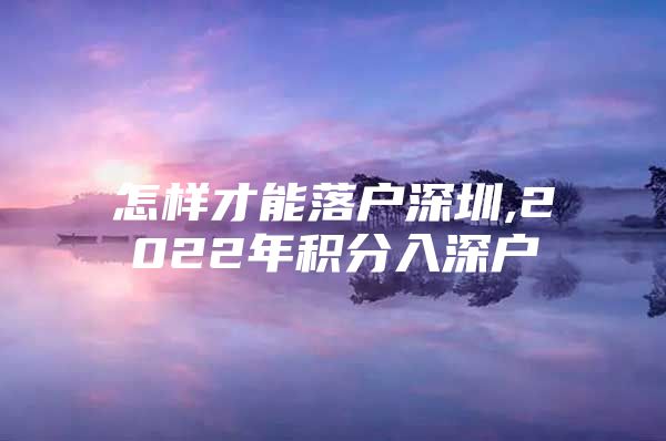 怎样才能落户深圳,2022年积分入深户