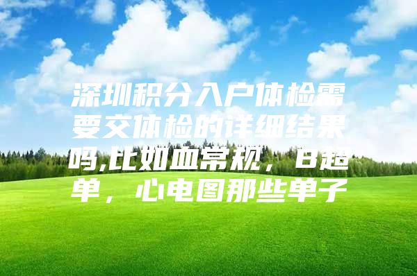 深圳积分入户体检需要交体检的详细结果吗,比如血常规，B超单，心电图那些单子