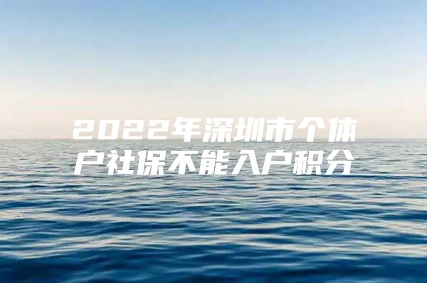 2022年深圳市个体户社保不能入户积分