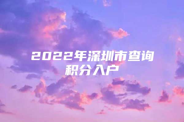 2022年深圳市查询积分入户