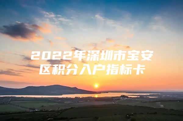 2022年深圳市宝安区积分入户指标卡