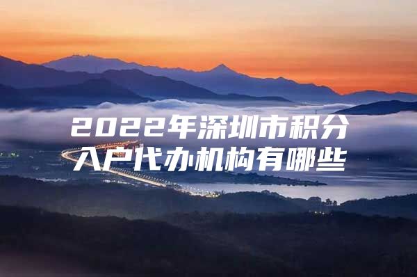 2022年深圳市积分入户代办机构有哪些