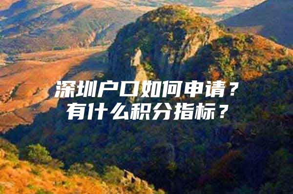 深圳户口如何申请？有什么积分指标？