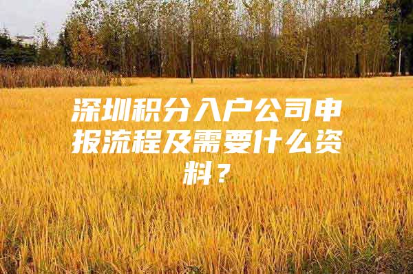 深圳积分入户公司申报流程及需要什么资料？