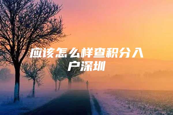 应该怎么样查积分入户深圳