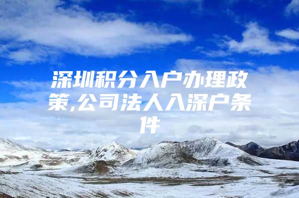 深圳积分入户办理政策,公司法人入深户条件