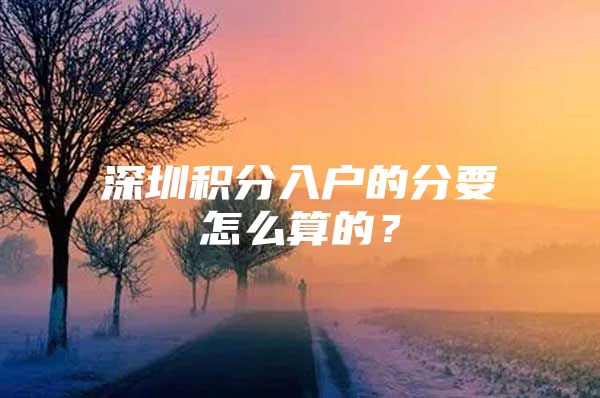 深圳积分入户的分要怎么算的？