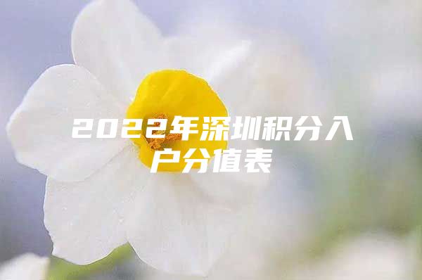 2022年深圳积分入户分值表