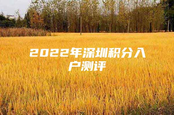 2022年深圳积分入户测评