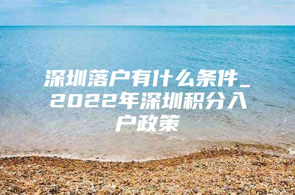 深圳落户有什么条件_2022年深圳积分入户政策