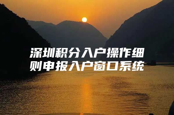 深圳积分入户操作细则申报入户窗口系统