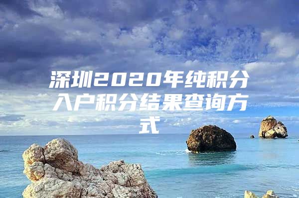 深圳2020年纯积分入户积分结果查询方式